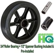 Casterhq 12"x2-1/2" Rubber on Cast Iron Wheel, 1,200 lbs cap. RCI12x212